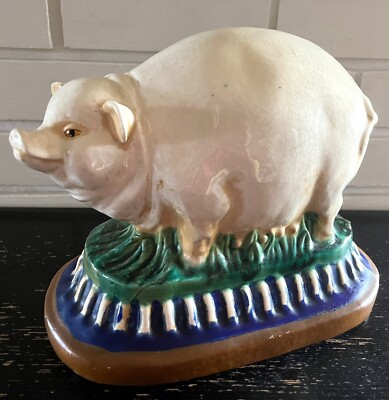 Vintage Seymour Mann Kitchen Pig Hog On Pedestal Majolica By Asian Accents