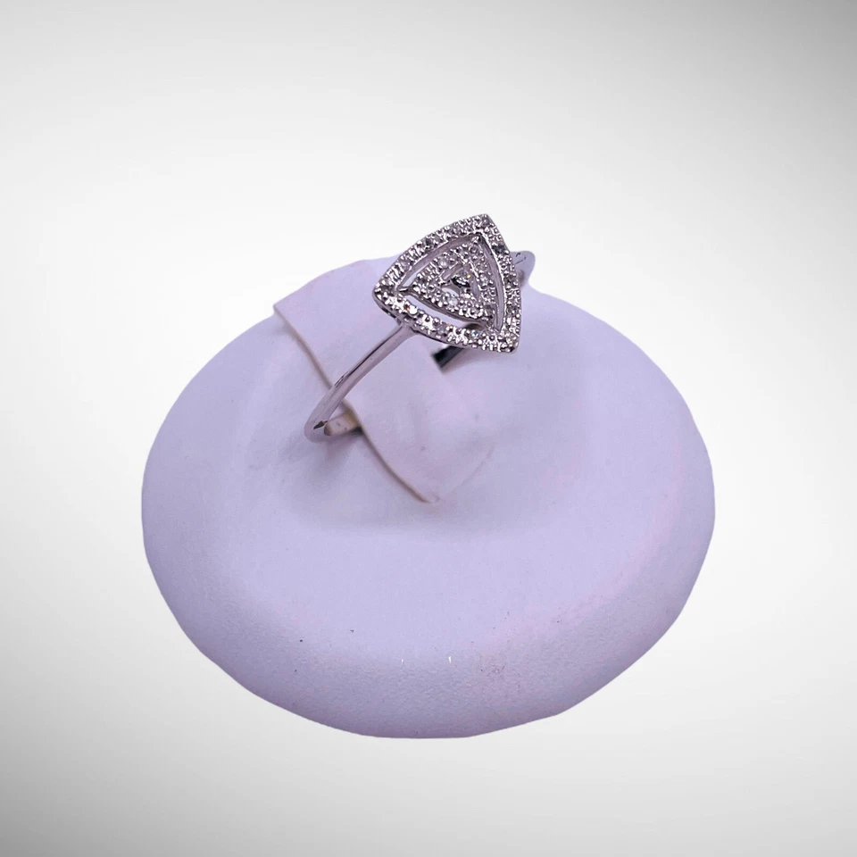 10k Solid White Gold Diamond Minimalist Modern Stackable Ring - Image 3 of 4