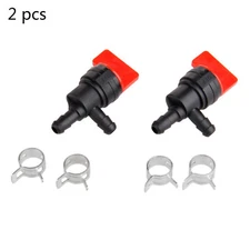 For Tecumseh 35857 Parts 2x 1/4" InLine 90 Degree Fuel Shut-Off Valve 4x Clamps