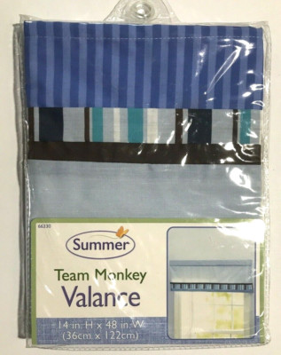 Summer Infant Team Monkey Nursery Window Valance - 14''H x 48'' W  NEW