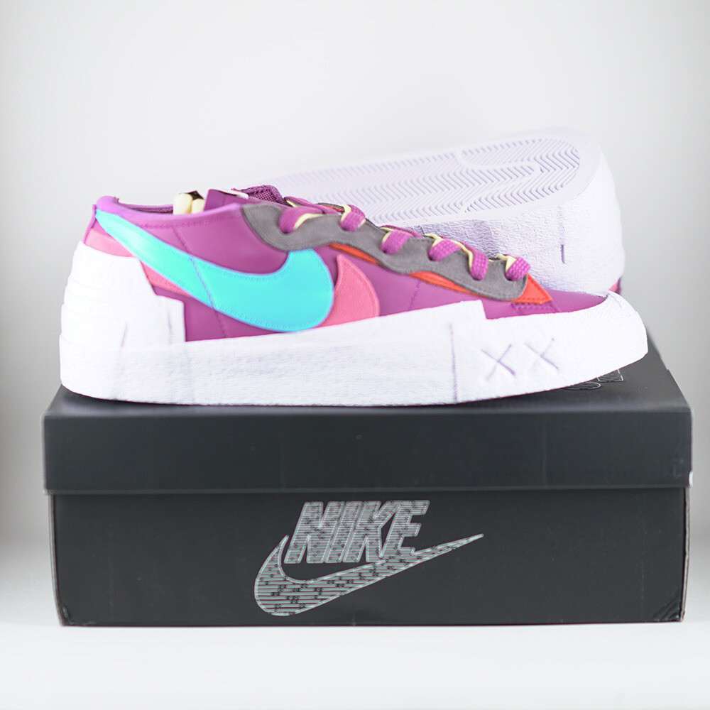 Blazer Kaws x Sacai x Nike basso viola crepuscolare taglia 12 5 uomo NUOVO DM7901 500