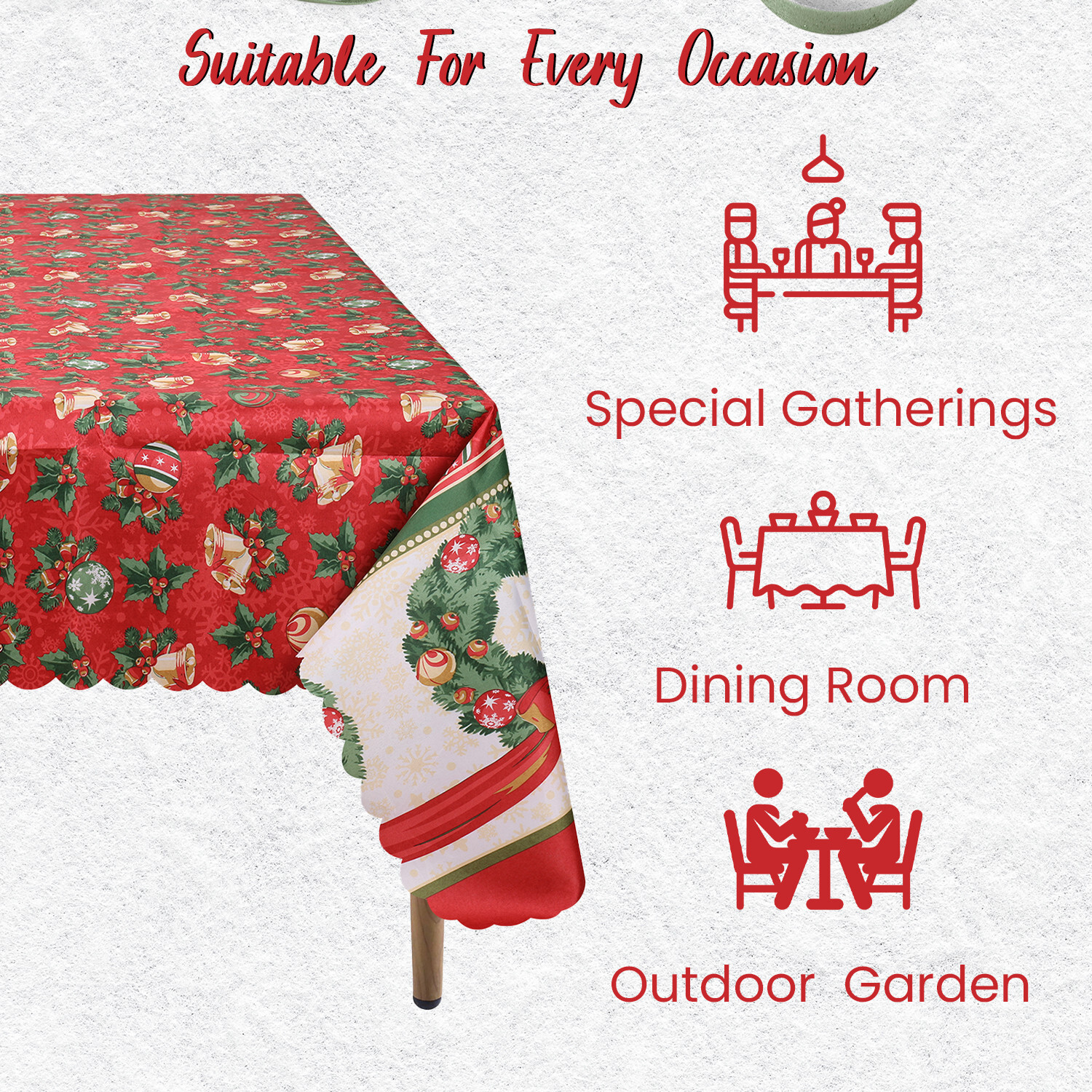 Xmas Table Cloth Red Table Cover Christmas Tablecloth Festive Home