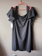Boutique Women's Plus Size 2X NWT Black Mini Dress 100% Polyester