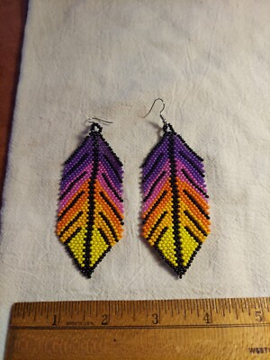 Beaded Feather Earrings New Pattern.