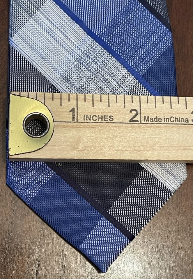 Corbata de cuello Van Heusen azul negro gris 100 % poliéster para hombre hecha en China Foto 4 de 4