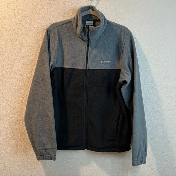 Men’s Columbia black and gray fleece zip up jacket size medium M