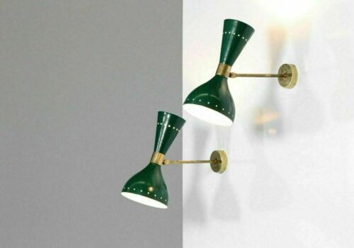Applique Murale Diabolo Paire de Lampes Modernes Italiennes Vertes Ensemble de 2 - Photo 1/3
