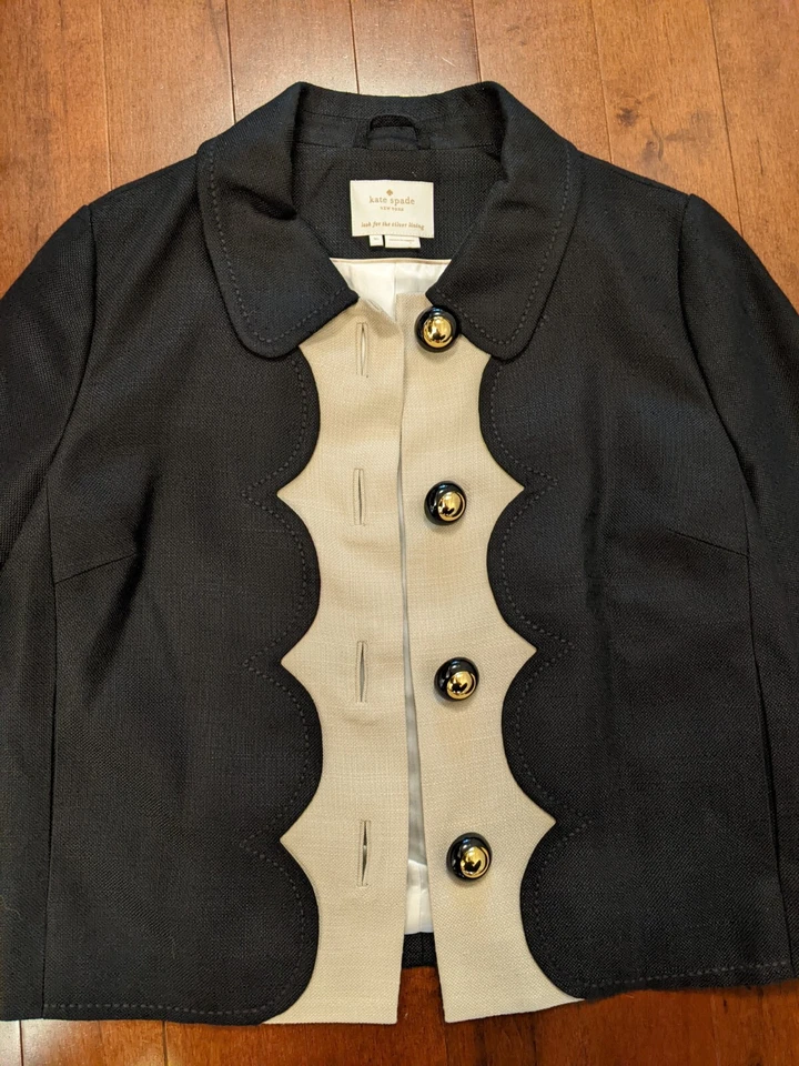 Kate Spade Mujer Blazer Negro Talla 10 en Viscosa Foto 3 de 4