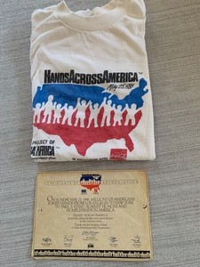 Collectible: 1986 "Hands Across America" T-shirt and Certificate of Appreciation