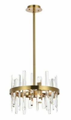 Chandelier Satin Gold Dining Room Kitchen Bathroom Pendant Crystal Light Fixture