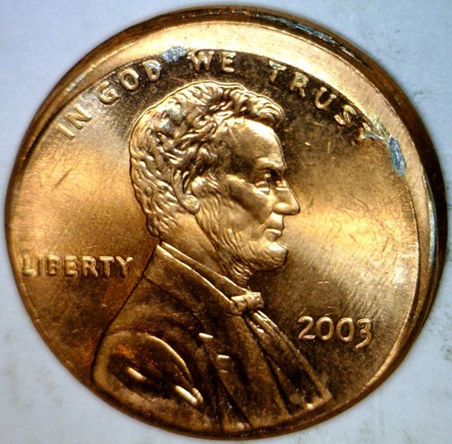 2003 ERROR OFF CENTER Lincoln Cent Unc/ BU Coin NR AUCTION FREE SHIP