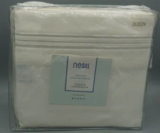 Nestl Hypoallergenic 4 Piece  Queen Sheet Set Bed Sheets  OFF WHITE NEW F-Ship