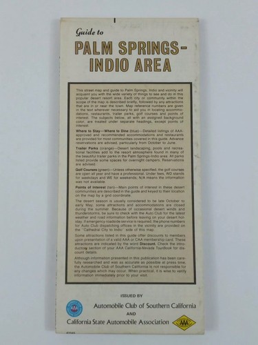 Vintage Road Map - 1985 (AAA) Guide to Palm Springs - Indio Area Map - Picture 5 of 5