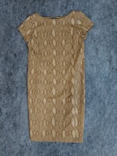 Lauren Ralph Lauren Dress Womens Small Petite Brown Tan Animal Print Straight