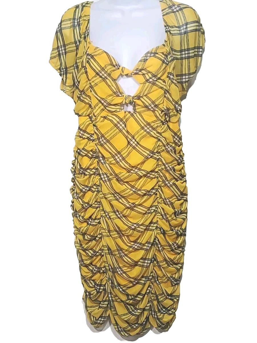 yellow plaid bodycon dress Wild Fable Dresses | Nwt Wild Fable Double Ruched Bodycon Dress | Color: Yellow | Size: S