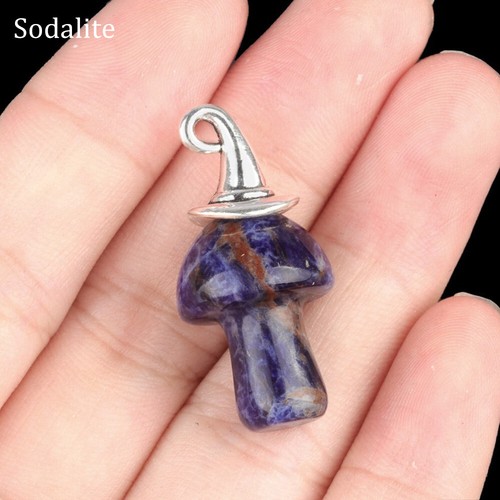 Natural Crystal Gemstone Magic Christmas Hat Mini Mushroom Pendant Jewelry DIY - Picture 33 of 40