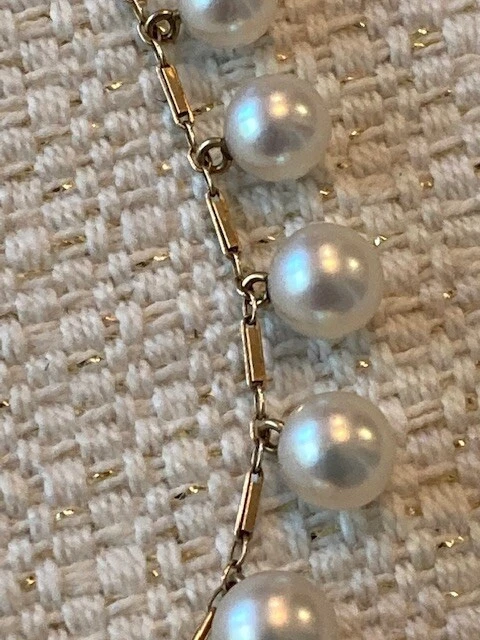 Womans 14k Gold Pearl Necklace - Image 3 of 4
