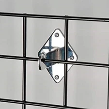 Gridwall Wall Mount Bracket - Grid Panel Mounting Brackets - Chrome - 8 Pieces
