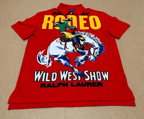 Authentic Polo by Ralph Lauren Classic Fit Mesh Graphic Rodeo Polo MSRP $168 NWT