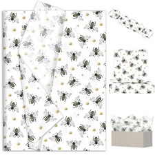 100 Sheet Bee Tissue Paper Honey Bee Daisy Wrapping Paper Spring Summer Art T...