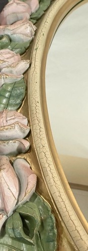 HOME INTERIOR ovaler Wandspiegel ROSA GOLD ROSEN 27 x 19 Shabby Chic Vintage sehr guter Zustand - Bild 4 von 9
