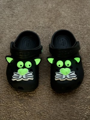 Crocs Glow In The Dark Cat Clog Boy & Girls Size 9C Black Color