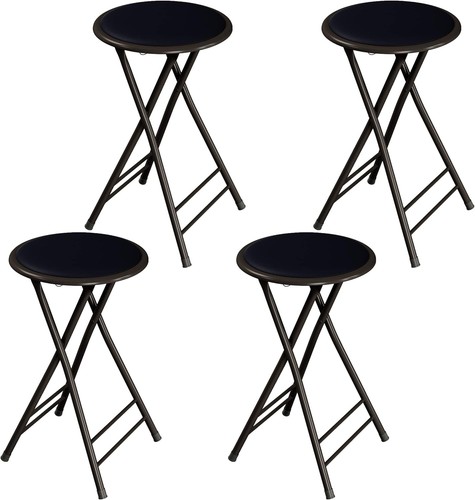 Versatile Set of 4 24-Inch Foldable Bar Stools – Ideal for Kitchen or Game Room - Picture 3 of 11