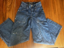 Democracy Ab Technology Wide Leg Utility Jeans Womens Sz 2 Cotton Medium Wash