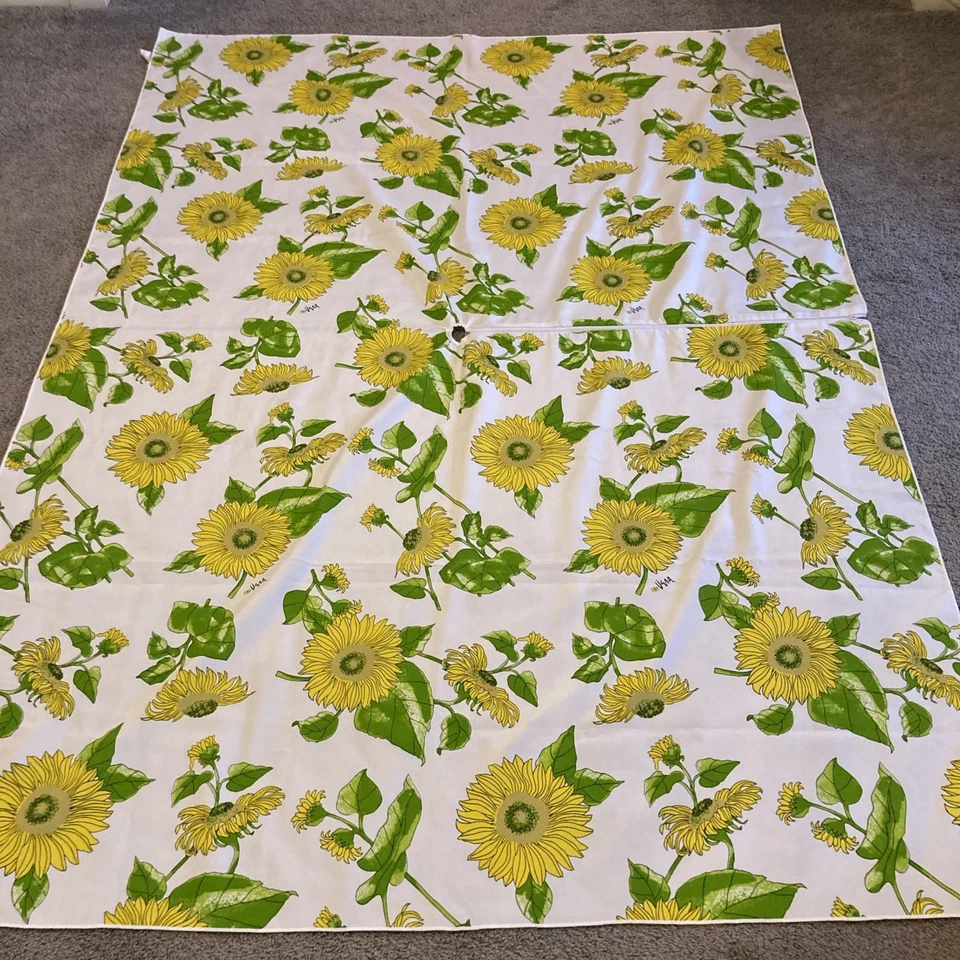 Vera Neumann Zippered Umbrella Fabric Patio Tablecloth VTG Sunflower Rectangle - Image 2 of 4