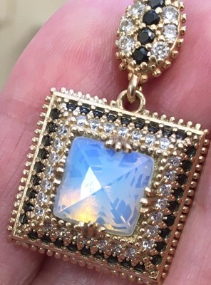 Echter Mondstein Saphir Diamant Collier 14K Gelbgold auf massiv 925 blau PC