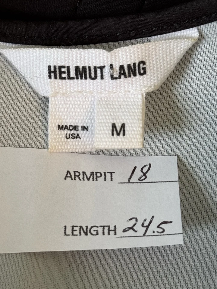 Helmut Lang Womens Black Leather Trim Python Accent Top Size M Quiet Luxury Edgy - Image 2 of 4