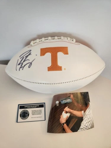 Peyton Manning Signed Tennessee Volunteers Football w/COA and Signing Photo