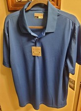 PGA Tour Men's Performance Golf Polo Shirt Airflux Blue, Short Sleeve Size L NWT