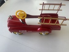 Schylling Fire Dept. Hook and Ladder Pedal Car Red Yellow Steering Wheel Ladders