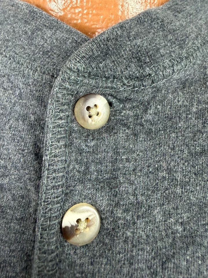 Camisa masculina Henley vintage anos 90 manga longa mínima algodão pesado edições básicas - Imagem 4 de 4