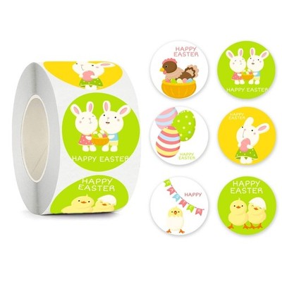 Happy Easter Seal Label Sticker Easter Bunny Peeps- Sticker Roll Cartoon Decal