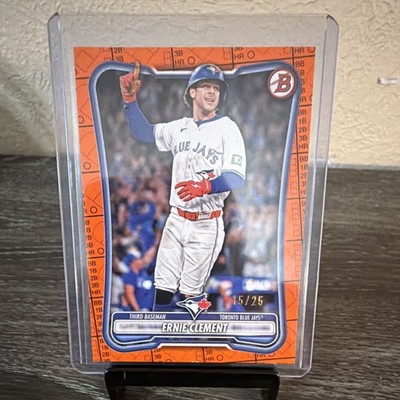 Topps 2025 Bowman Ernie Clement #8 Blue Jays Orange Refractor 15/25