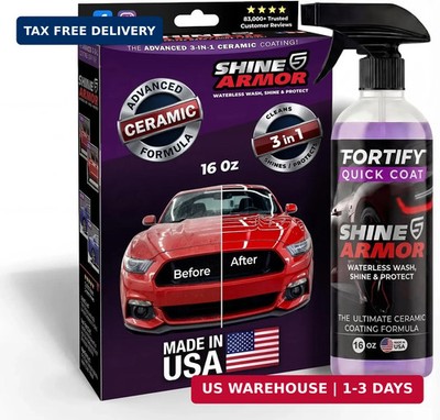 SHINE ARMOR Fortify Quick Coat: 3-in-1 Waterless Car Wash Spray with Ceramic Coa