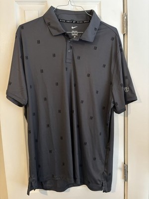 Nike Par Golf Polo Dri Fit Dark Gray All Over Logo XL. Brand New Without Tags