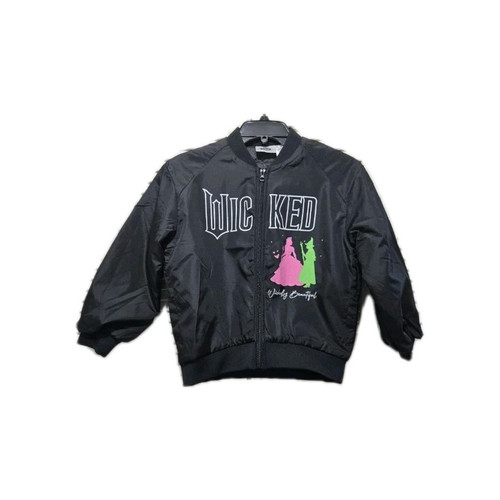Wicked Youth Girls Full-Zip Black Mid-weight Ruched Bomber Jacket Coat 7/8 NEW