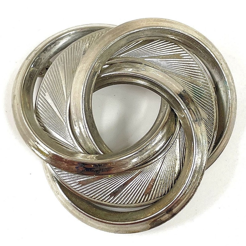 Vintage Silver Tone Textured Brooch, 18.2g