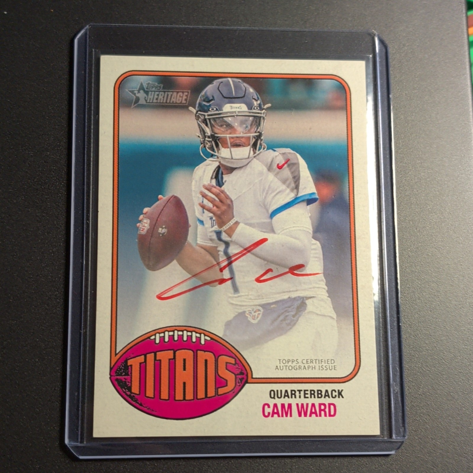 2026 Topps Heritage Cam Ward Real One Auto #76 Titans Red Ink SP Autograph 30/76