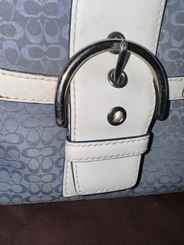 Coach SOHO Vintage Y2k Bag Baby Blue And White Signature Jacquard - Picture 4 of 16
