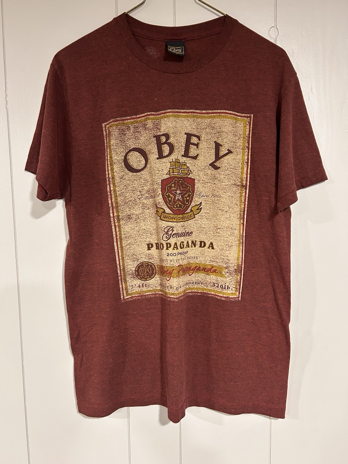 Obey Propaganda T-shirt Mens Maroon Short Sleeve Cotton Size Medium