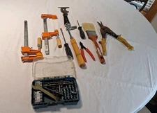 Hand Tool Lot And Drill Bits With Makita Case