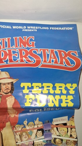 WWF LJN Terry Funk Action Figure WWE Wrestling con poster e carta WWF cappello e ferro - Foto 7 di 10