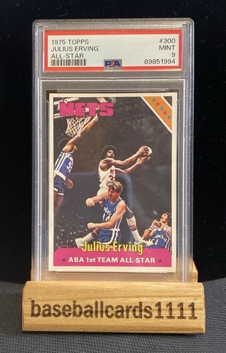 1975 TOPPS JULIUS ERVING PSA 9 Mint BASKETBALL #300 ALL STAR SB4