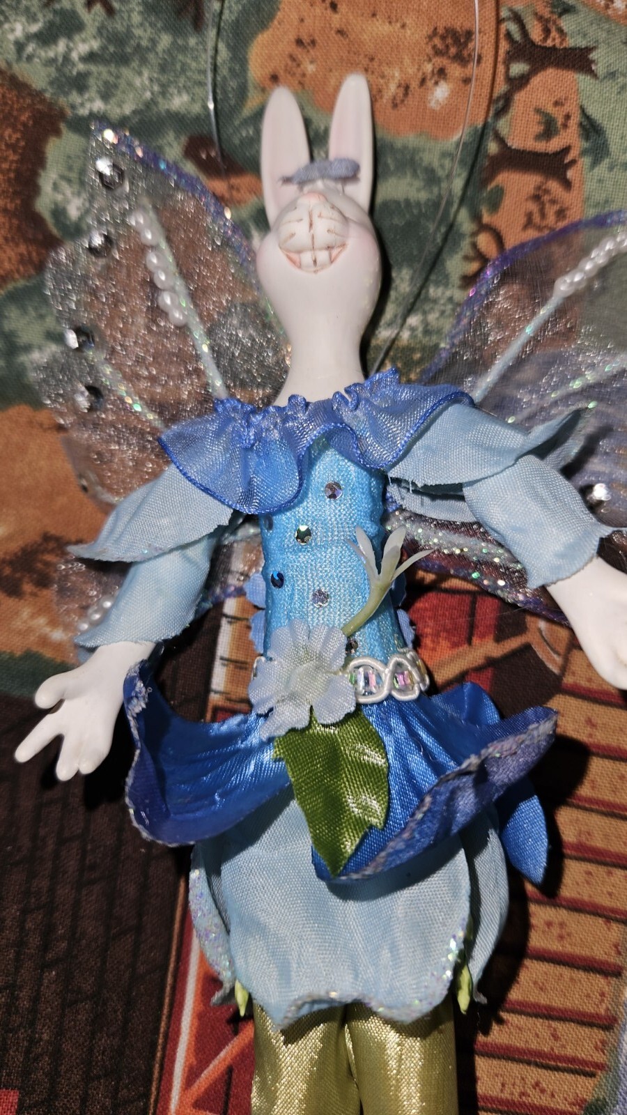 Angel Fairy Tree Ornaments Lot Of 5 Christmas Bling Ruffled Sparkle