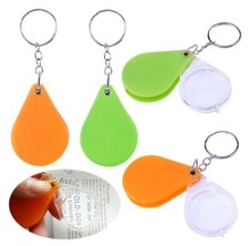 Plastic Folding 10x Zoom Jewellery Magnifying Glass Reading Keyring Orange Red