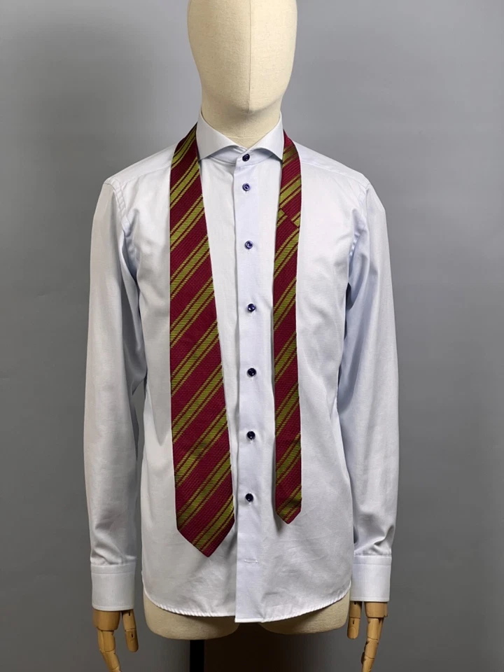 SALVATORE FERRAGAMO Silk Tie Mens Striped Classic Dress Formal Cravatte ITALY - Изображение 2 из 4